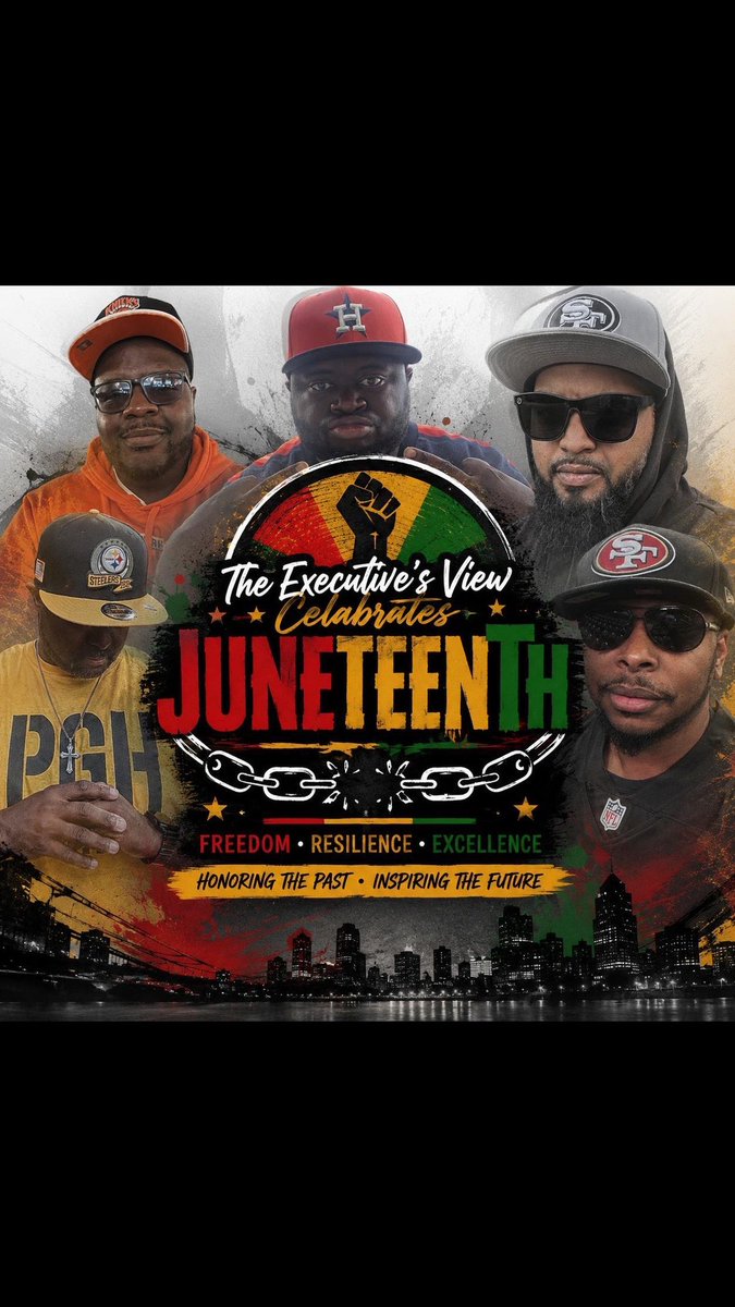 executives_view's tweet photo. ✊🏾🖤💚❤️ Honoring the Past. Celebrating the Present. Inspiring the Future. ❤️💚🖤✊🏾

Today, we recognize Juneteenth—a powerful reminder of freedom, resilience, and the enduring pursuit of equality. As sports fans, storytellers, and members of our communities, we celebrate the contributions, achievements, and legacy of Black leaders, athletes, creators, and change-makers who continue to shape our world.

From the lessons of the past to the opportunities of tomorrow, we honor those who paved the way and those who continue the journey.

Happy Juneteenth from The Executive’s View.

#Juneteenth #TheExecutivesView #FreedomDay #CelebrateFreedom #BlackExcellence #HonorThePast #InspireTheFuture #SportsCulture #Community #Resilience #Leadership #PodcastLife #podcast