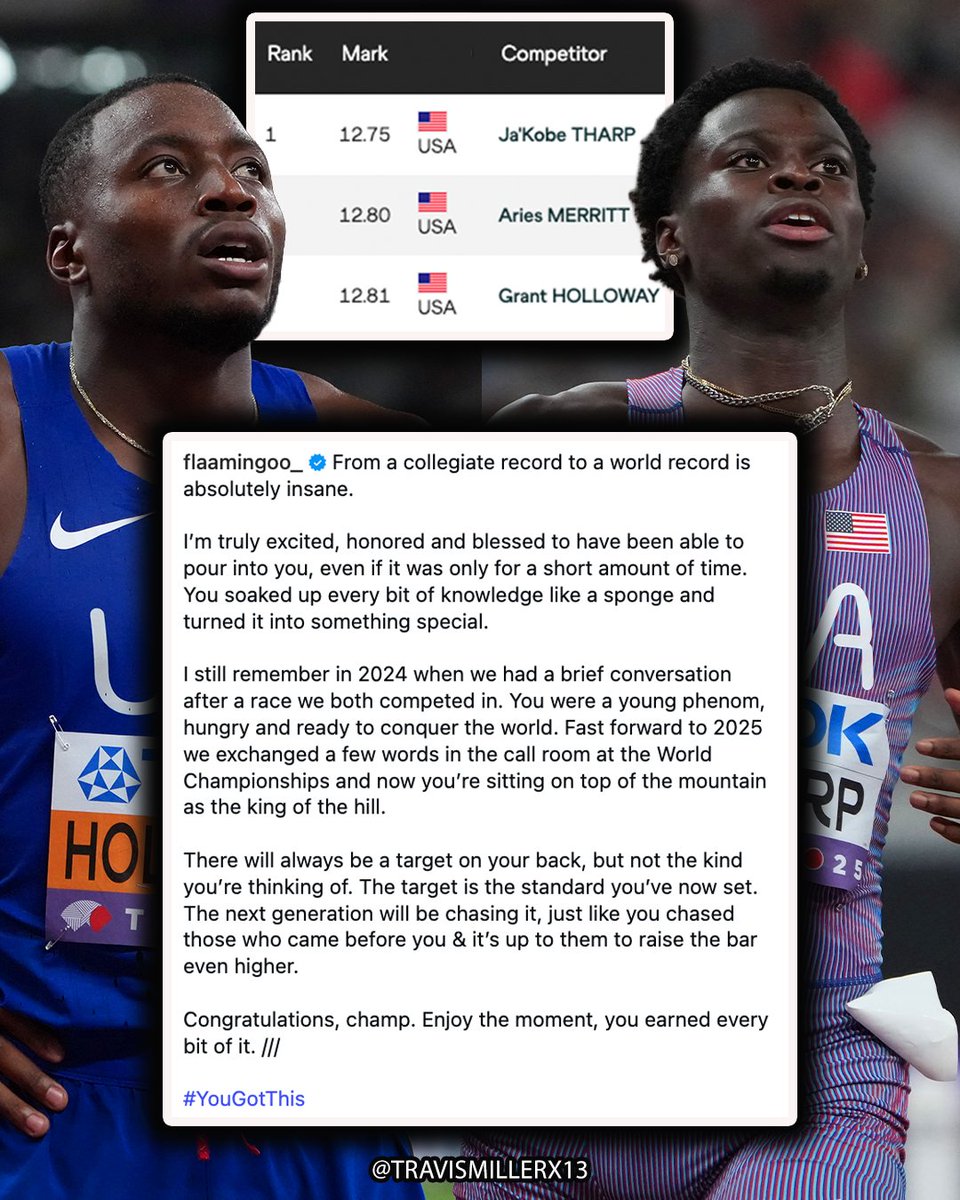 travismillerx13's tweet photo. Two all-time great hurdlers 🇺🇸🤝 https://t.co/hv7HCLxtl6