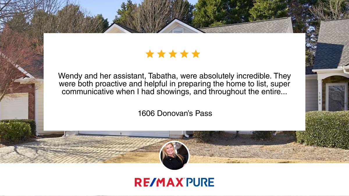 WendyBunch's tweet photo. My latest RateMyAgent review in Kennesaw.
https://t.co/QMLdke04Oe

...
#ratemyagent #realestate #ReMaxPure #thewendybunchteam #remaxhustle https://t.co/QvnTj1655h