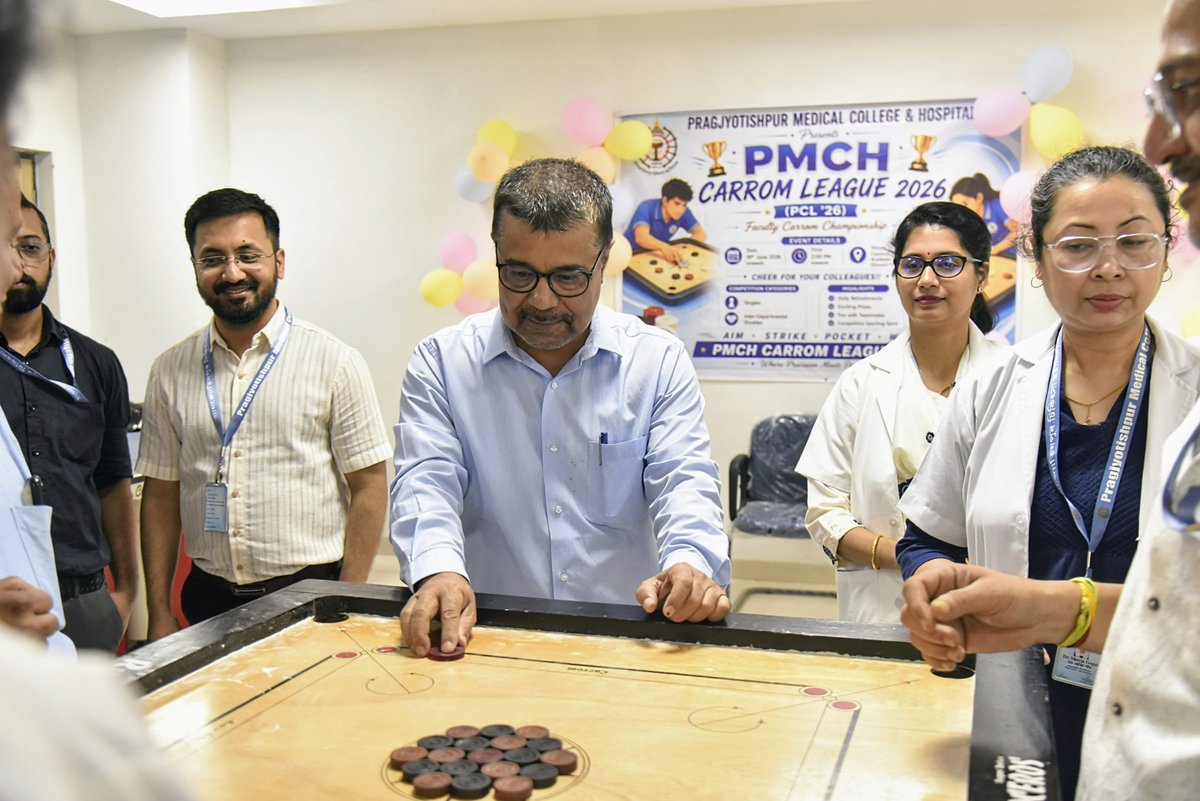 mediapmch's tweet photo. The first-ever PMCH Carrom League 2026 commenced on 19th June, 2026 at PMCH. The tournament was inaugurated by Prof. (Dr.) B. K. Baishya, Principal-cum-CS, who encouraged participants to embrace the spirit of healthy competition and teamwork.
Let the games begin!

#PMCH #PCL2026 https://t.co/1aMN9LWWUU