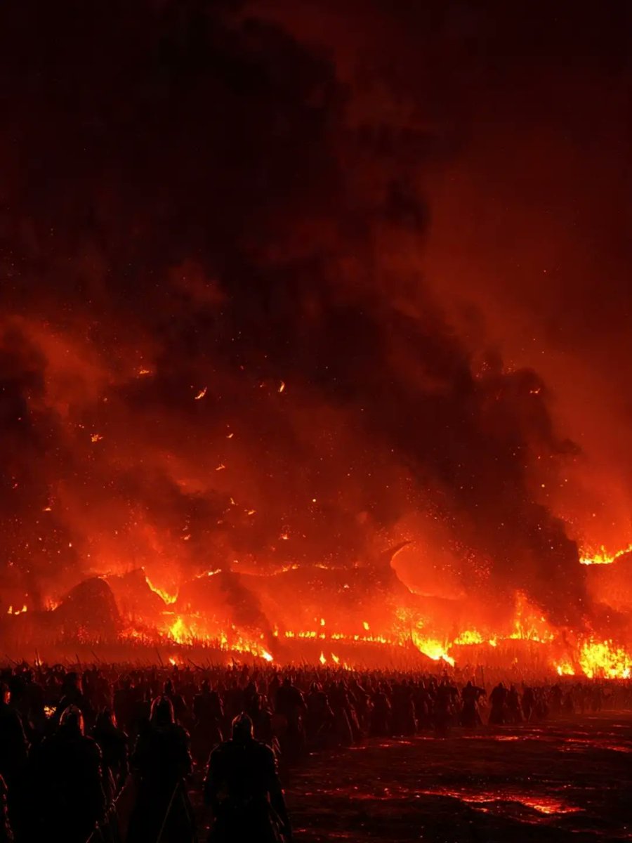 elftasiyim's tweet photo. Dagor Bragollach (F.A. 455) - Ani Alev Savaşı. Morgoth kış gecesi Thangorodrim’den alev nehirleri püskürttü. Ard-galen yandı, adı Anfauglith oldu. Önde Glaurung, arkasında Balrog’lar ve sayısız Ork geldi. Dorthonion düştü. Angrod, Aegnor, Hador ve Gundor öldü. Bëor Hanesi yok oldu. Angband kuşatması kırıldı. Bir yıl sonra Fingolfin Angband kapısında Morgoth’u düelloya çağırdı.