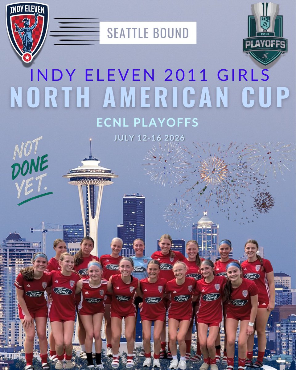 Indy11ECNL2011G's tweet photo. ECNL North American Cup β‘οΈ Seattle βοΈ
Playoff bound and ready for the challenge ahead.
Weβve come a long way, but weβre not done yet. πβ½οΈ
#NotDoneYet #PlayoffBound #ECNL #NorthAmericanCup #SeattleBound https://t.co/By3g44qDoY
