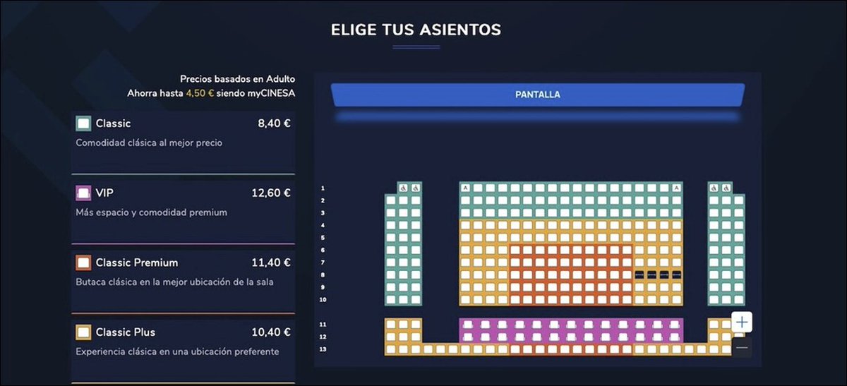 htcmania's tweet photo. Cinesa prueba un nuevo sistema de precios en España: las butacas centrales pasan a costar más, mientras que las filas delanteras y algunos laterales son más baratos. La iniciativa ya se está probando en Madrid, Castellón y Asturias. ¿Te parece buena idea? 🤔 https://t.co/Fgt6KNHX2l