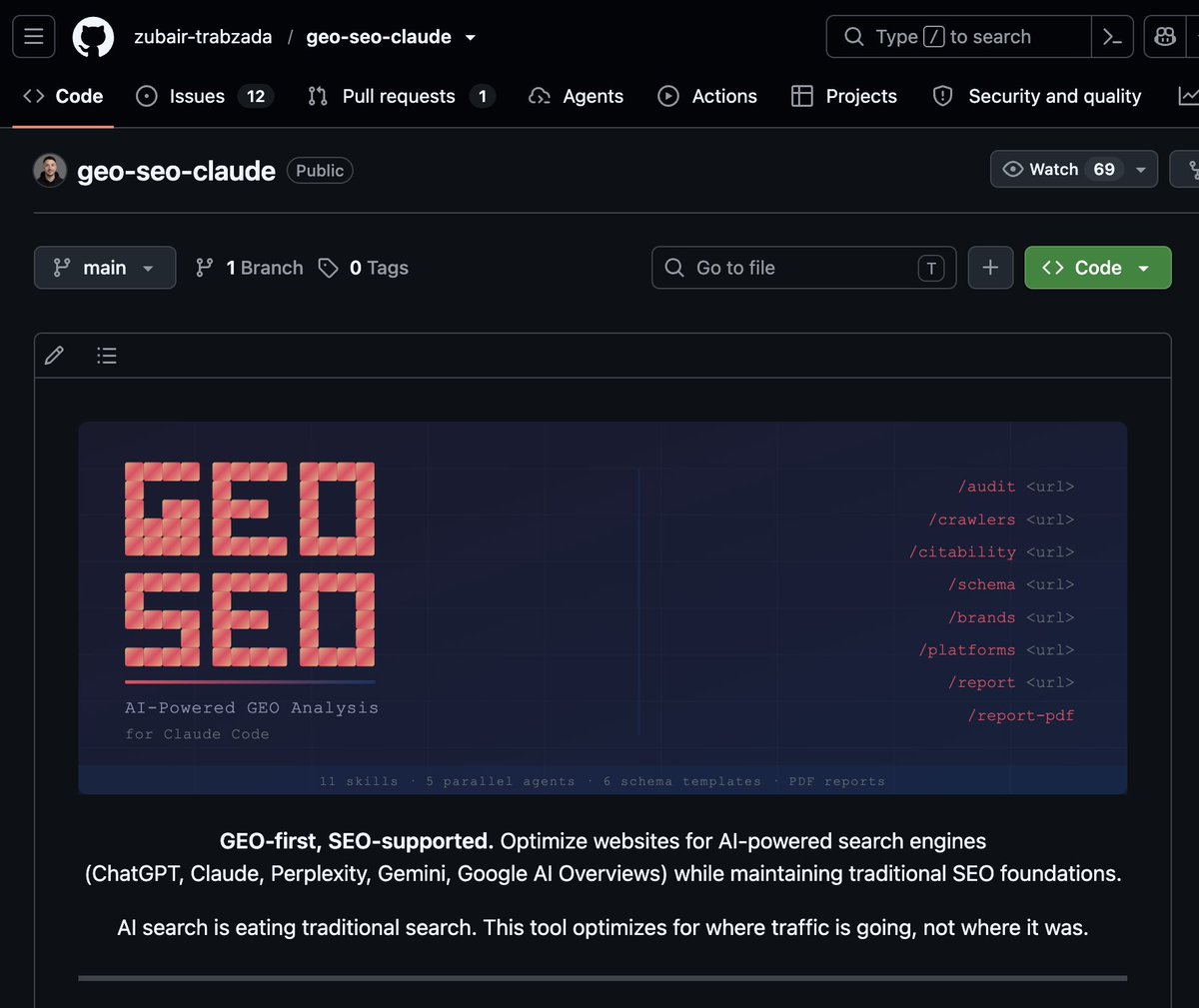 midudev's tweet photo. Esta skill audita tu web y la optimiza para que la entienda, cite y recomienden las IAs.

ChatGPT, Claude, Google AI Overviews...
¡Ya no sólo hay que trabajar el SEO!

Es un repositorio de código abierto: https://t.co/VdPRT3UGPz