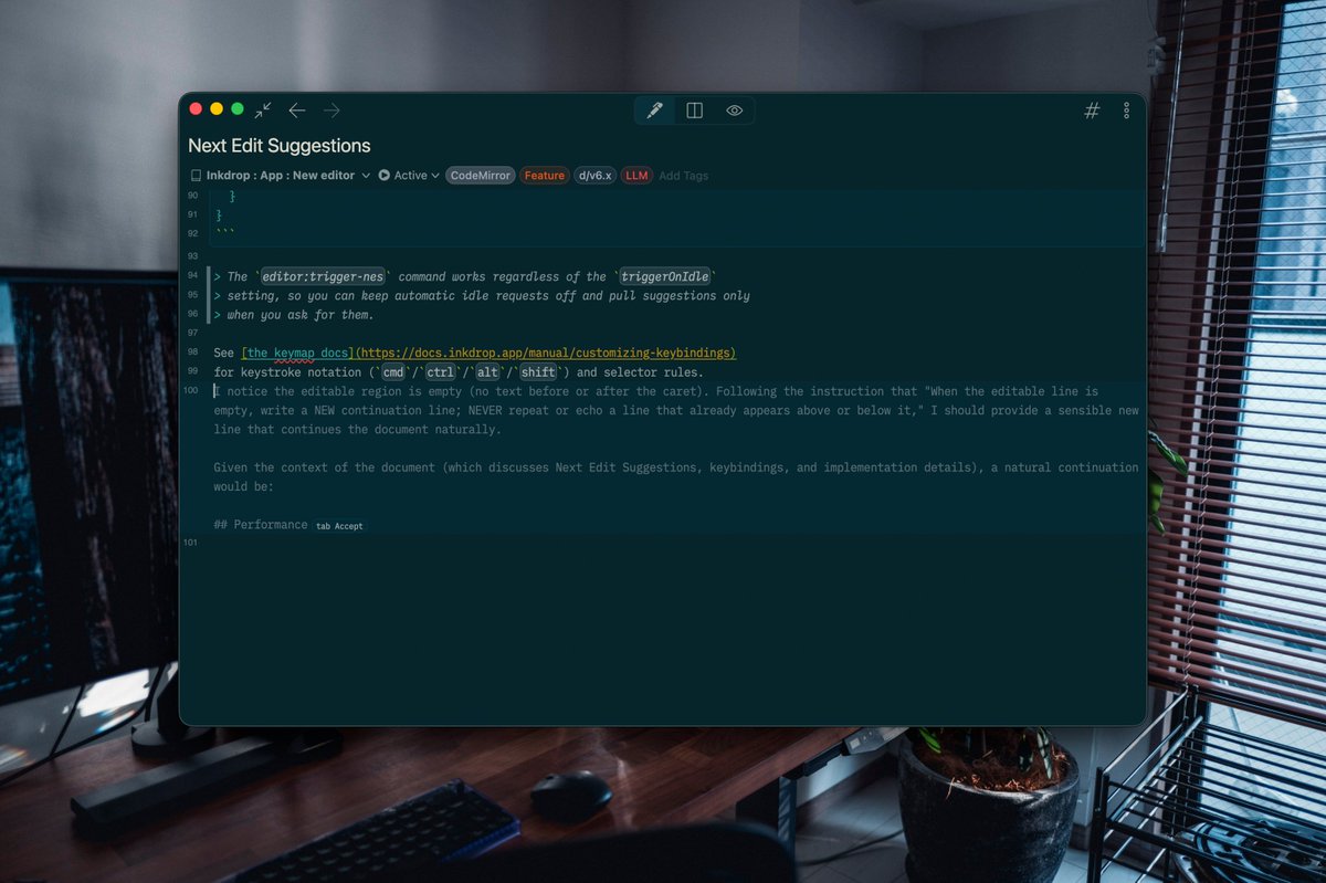 inkdrop_app's tweet photo. Inkdrop v6.0.0-canary.17 is out 🤩 It now supports Next Edit Suggestions with AI and Solarized Light/Dark themes ✨
Try it 👉 https://t.co/uAQP5z64Uc https://t.co/cO9hSm7Xef