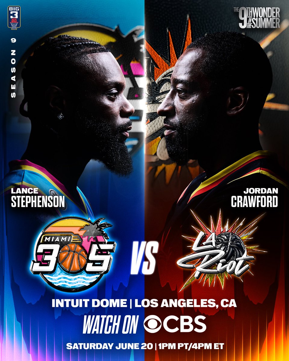 thebig3's tweet photo. Anyone who saw these two go at it last year knows what this is. Two of the most fearless scorers in the league, no conscience, no off switch. A hooper’s dream.

📺 Saturday, June 20  1PM PT / 4PM ET on CBS. https://t.co/6w4KCkuEpj