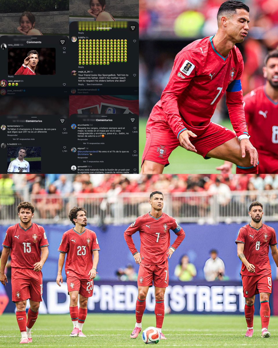 sudanalytics_'s tweet photo. 😳🇵🇹 Hay un CLIMA COMPLICADO en Portugal post empate vs Congo, el posteo de la hermana de Cristiano y las palabras de João Neves.

➜ Hinchas portugueses y fanáticos de CR7 LLENARON DE COMENTARIOS los posteos de João Neves, insultándolo y recriminando sus declaraciones. 

➜ Lo propio hicieron con LA NOVIA DE JOÃO NEVES, que tuvo que CERRAR LOS COMENTARIOS en su propio Instagram.

➜ Llenaron de comentarios a Bruno Fernandes diciendo que LE TIENE ENVIDIA Y NO SE LA PASA a Cristiano Ronaldo.
