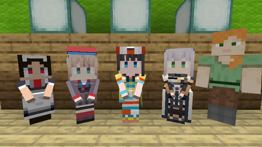 setoura6's tweet photo. 大きさ比較

各テクスチャのマルチモデル、画像左から
・SR2
・BerAM
・HatAL
・HatAL
・Steve https://t.co/u1jgfqm7kM