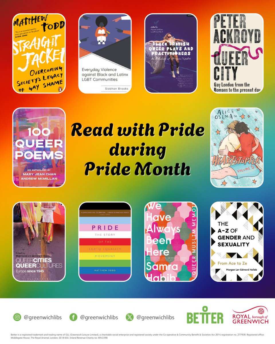 GreenwichLibs's tweet photo. June is Pride Month. Read with pride, learn about the community + enjoy a variety of literature. 🏳️‍🌈 Use your #Greenwich #Library card + PIN to reserve here: https://t.co/iuLCoHYkf6 to collect at your chosen library, or use #Libby on your digital device 📚 #LoveYourLibrary https://t.co/nr6BMhehSL