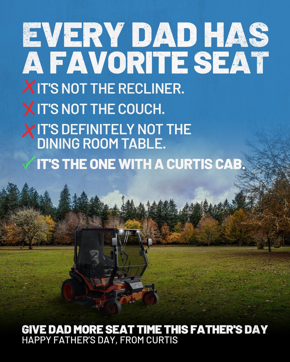 CurtisCabs's tweet photo. Give Dad what he really wants this #FathersDay: more time in the seat and less time checking the forecast.

Upgrade his favorite office with Curtis:
🔗 https://t.co/AALfovZw64
✉ info@curtiscab.com
📱 (508) 853-2200

#JohnDeere #Cab #UTV #Tractor #FathersDay https://t.co/IXRKSmXbh6