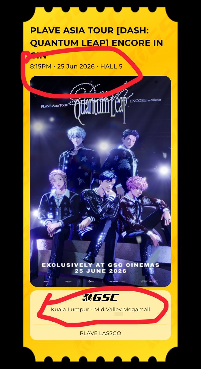 yubyulightplli's tweet photo. ⚠️URGENT⚠️

WTS PLAVE DQL ENCORE IN GSC CINEMA MALAYSIA TICKET (x1)

Reason: purchased wrong date 😭
Price: RM45 ONLY 
Place: Mid Valley Megamall, KL

Don't worry the seat has good view and away from screen and centre

Please help me find new buyer 🙇🏻‍♀️
@PasarPlaveMY #pasarplavemy https://t.co/P7dAw88Ggz