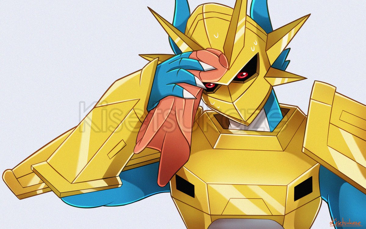 Kisetsukaze's tweet photo. Magnamon is very mood atm ahaha!  
#Digimon #デジモン https://t.co/ediL1VSKXf