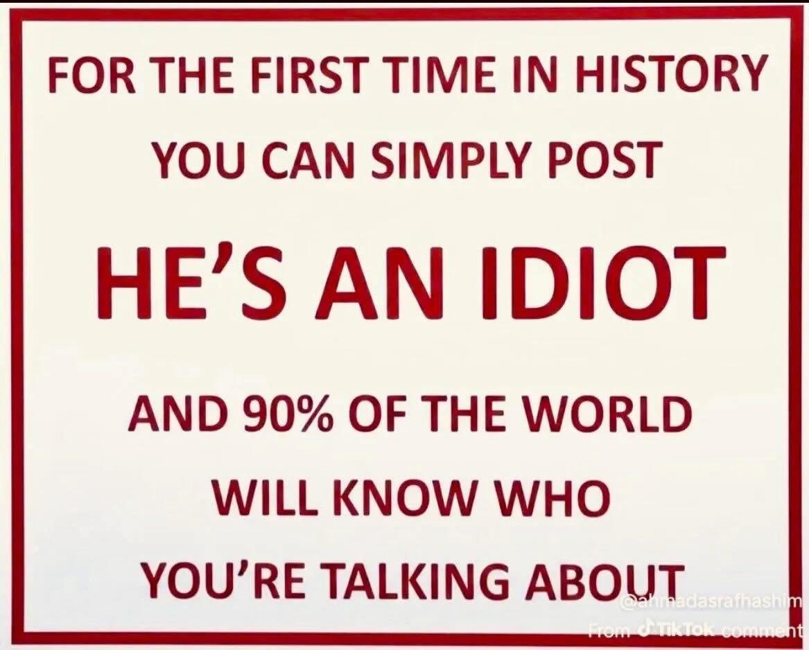 Stornoway_Cove's tweet photo. I can think of many other words that better describe him, but ‘idiot’ certainly identifies him… https://t.co/0aBHrOHFCy