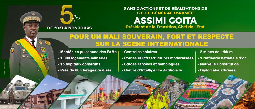 Gouvernememali's tweet photo. #CIGMA_INFO | 5 ANS d’actions et de réalisations de S.E le Général d’Armée Assimi GOÏTA, Président de la Transition, Chef de l’État 

Plus d'informations sur https://t.co/X9BNPkzZtK https://t.co/WCC1eDUfYo