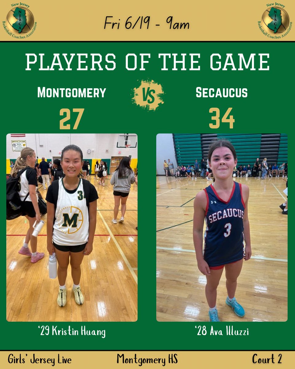 NJBCA_Official's tweet photo. Day 2 at Girls’ Jersey Live at Montgomery! 9am Players of the Game! #NJBCA @UCLadyVikings @CoachCorisdeo @pdsgbb https://t.co/R6rfMbZzRx