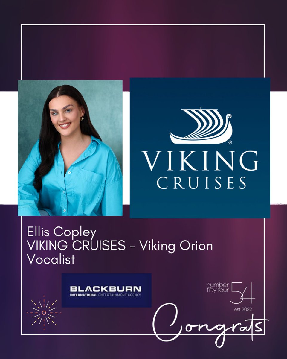 N54Agency's tweet photo. Congratulations to ELLIS COPLEY, joining Viking Orion as a lead vocalist - rehearsals start this month
Thank you @BlackburnIntl
@VikingCruises
#N54Agency #N54CruisesandResorts #singer #vocalist #agentrepresentation
For cruises Ellis is represented by N54 agent @BianchaSzynal https://t.co/MS0nKyXW4f