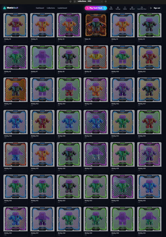 VaultDeck's tweet photo. I am currently updating collection calls to @enjin V3 Platform and resyncing collection. 
With this update I have a much cleaner Query and we are getting alot more data. (Insert Images here🤣🤣)
I hope that with the update people will actually be able to use their favourate cards https://t.co/JiPJqsaddc