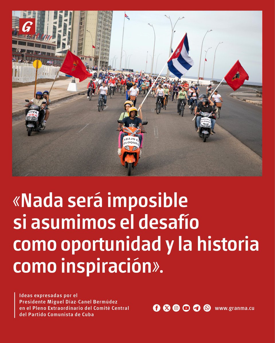 Granma_Digital's tweet photo. 🇨🇺🗣️ Discurso pronunciado por Miguel Mario Díaz-Canel Bermúdez, Primer Secretario del Comité Central del Partido Comunista de Cuba y Presidente de la República.

Leer discurso aquí:
https://t.co/54cFhMKGfA
#LaPatriaSeDefiende https://t.co/YvSC4V7gyZ
