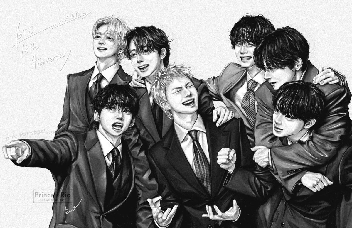 PrinceRio9090's tweet photo. BTS 13th Anniversary 🎂

大遅刻ですが、13周年おめでとうございます🌈

#BTS13thAnniversary 
#2026BTSFESTA 
#btsfanart https://t.co/KWXHh9Et2K