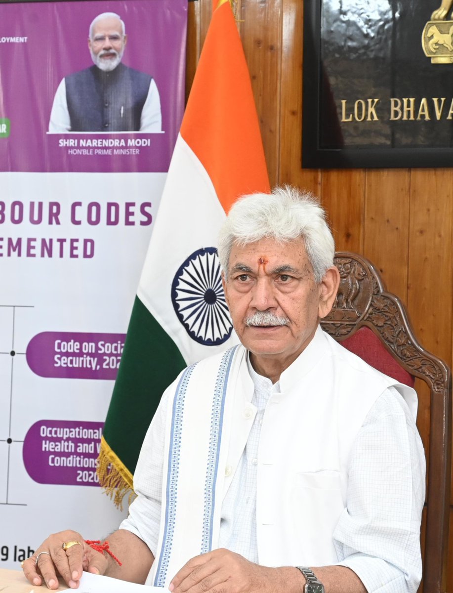 OfficeOfLGJandK's tweet photo. Grateful to Hon’ble PM Shri Narendra Modi Ji for giving a new impetus to job creation, enhancing employability, and expanding social security across the formal sector. Glad to join the PMVBRY event to release incentives to first-time employees and job-creating establishments. https://t.co/ml6nFxrtEV