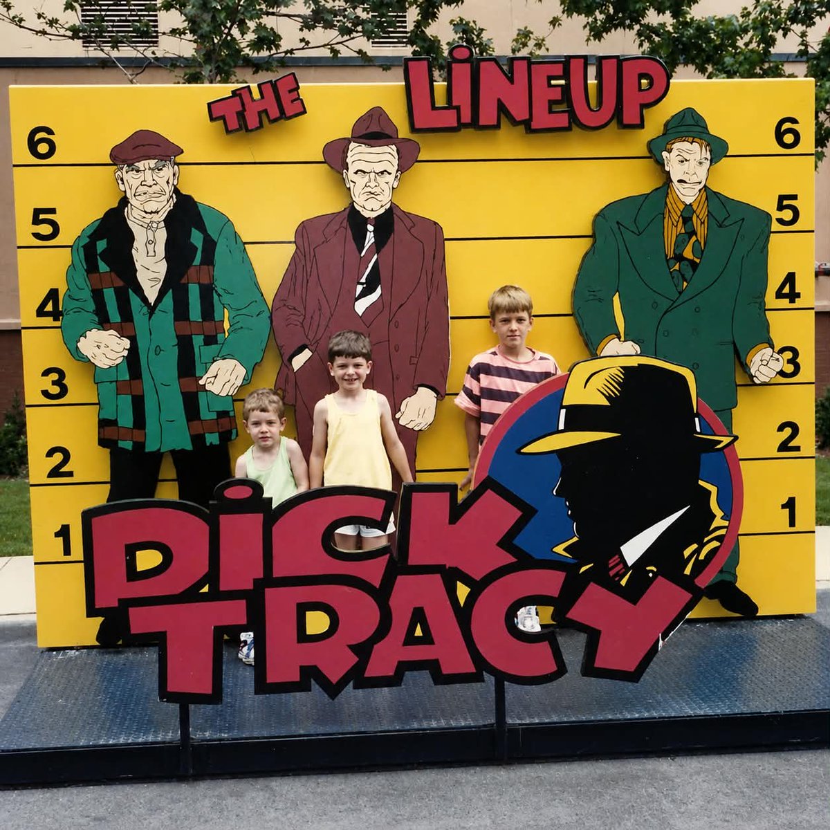 DTMoviePodcast's tweet photo. The first photo is of James's sister in front of one of these in 1991, the second photo is of Brian and his siblings the year earlier. Were there anymore?

#TalkingDick #TheDickTracyMoviePodcast
#DickTracy #DisneyFlorida #1990s https://t.co/YcID6jYdqQ