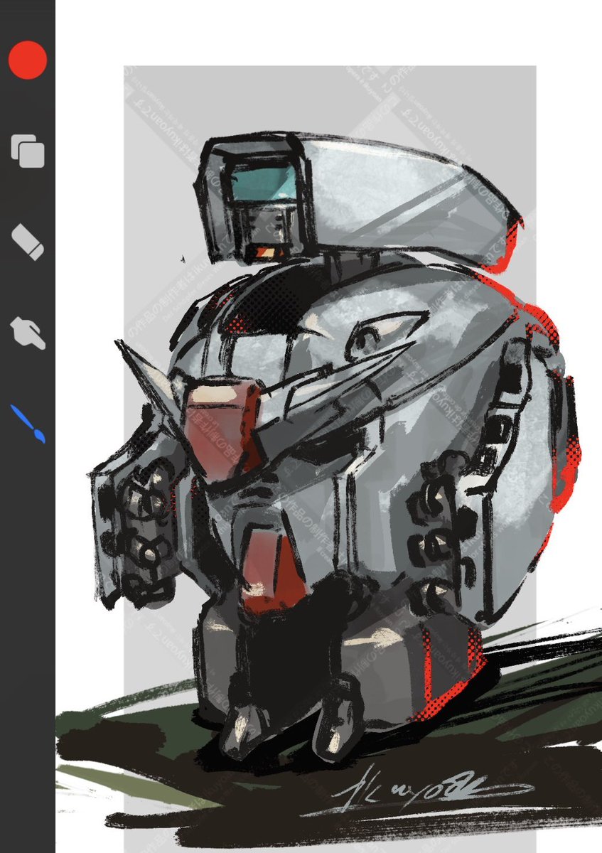 「ガンダムに見えるけどガンダムに見えないロボって難しいな」|ikuyoanのイラスト