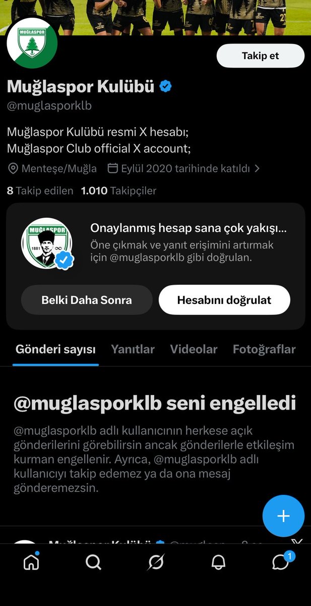 Goca48li's tweet photo. @muglasporklb o engeli aç Muğla taymını engellemekle olmuyor o işler medya senin tapulu malın değil senin şahsi hesabın değil https://t.co/sDkv09IW38