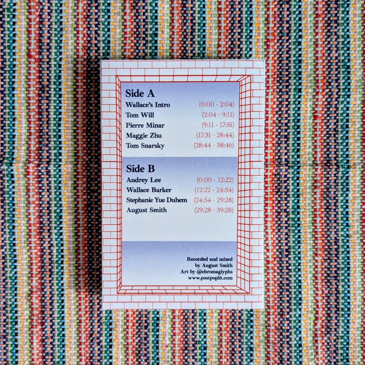 postpoplit's tweet photo. “Post-Pop & Friends: Live at The Carroll Mansion”
Available now on cassette & streaming at Bandcamp

Enjoy this limited-edition cassette of our reading at @awpwriter Baltimore, hosted at The Carroll Mansion, an historic building and museum owned by @PoeBaltimore.

Recorded, mixed, and edited by @augustjsmith, featuring readings from @TomWill72550626, @zhuphilia, @TomSnarsky, @tinndfishmonger, @AWallaceBarker, and more. 

🦆🦆 Link in replies ⬇️