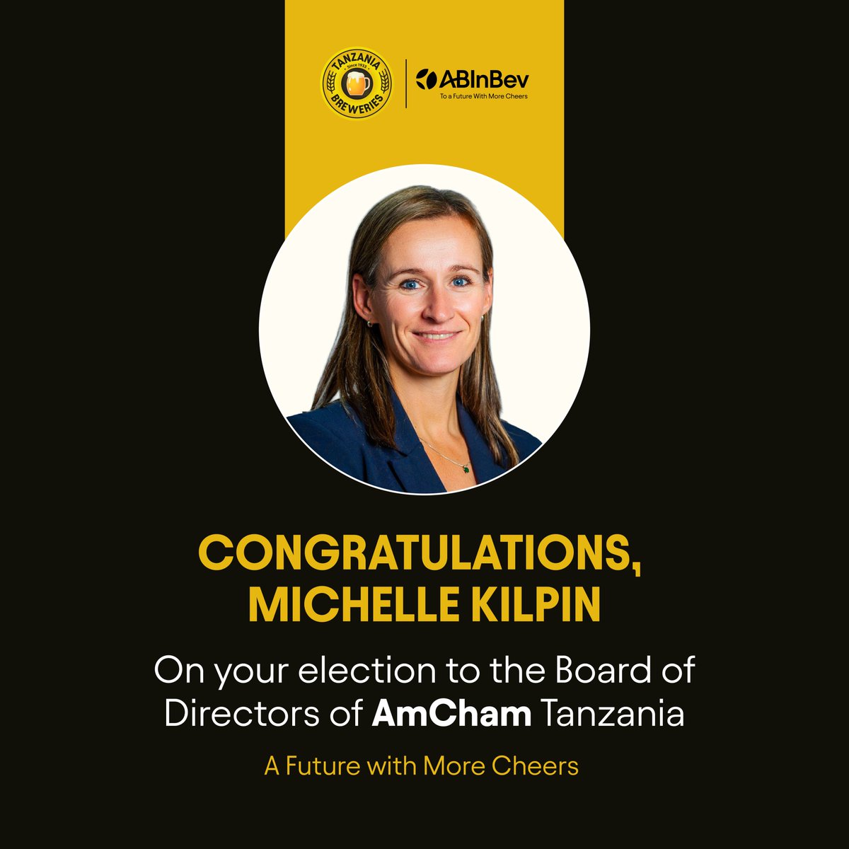 TblPlc's tweet photo. We are proud to congratulate our Managing Director, Michelle Kilpin, on her election to the Board of Directors of the American Chamber of Commerce in Tanzania (AmCham Tanzania).

#TBL #Leadership #AmChamTanzania #FutureWithMoreCheers https://t.co/QX1F8tUCZe