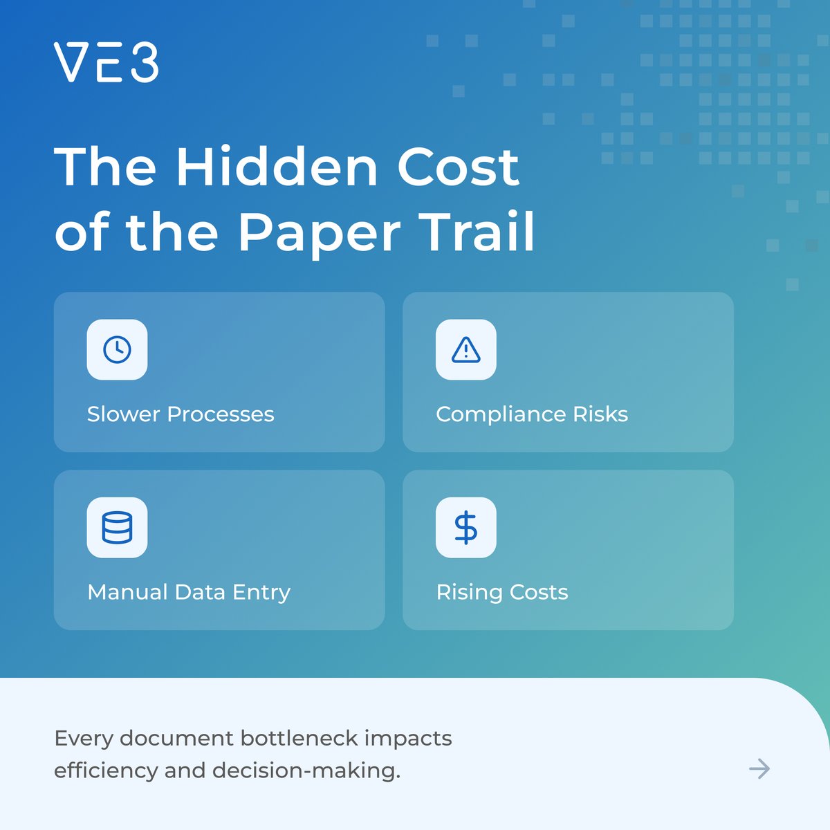 ve3global's tweet photo. Your AI initiatives are only as effective as the data they can access

Yet critical information remains locked in contracts, invoices, compliance records, forms, and reports, creating delays, manual effort, and operational risk

👉Read the full blog: https://t.co/XQErPpYbcw

#ai https://t.co/CgEr8SXtQH