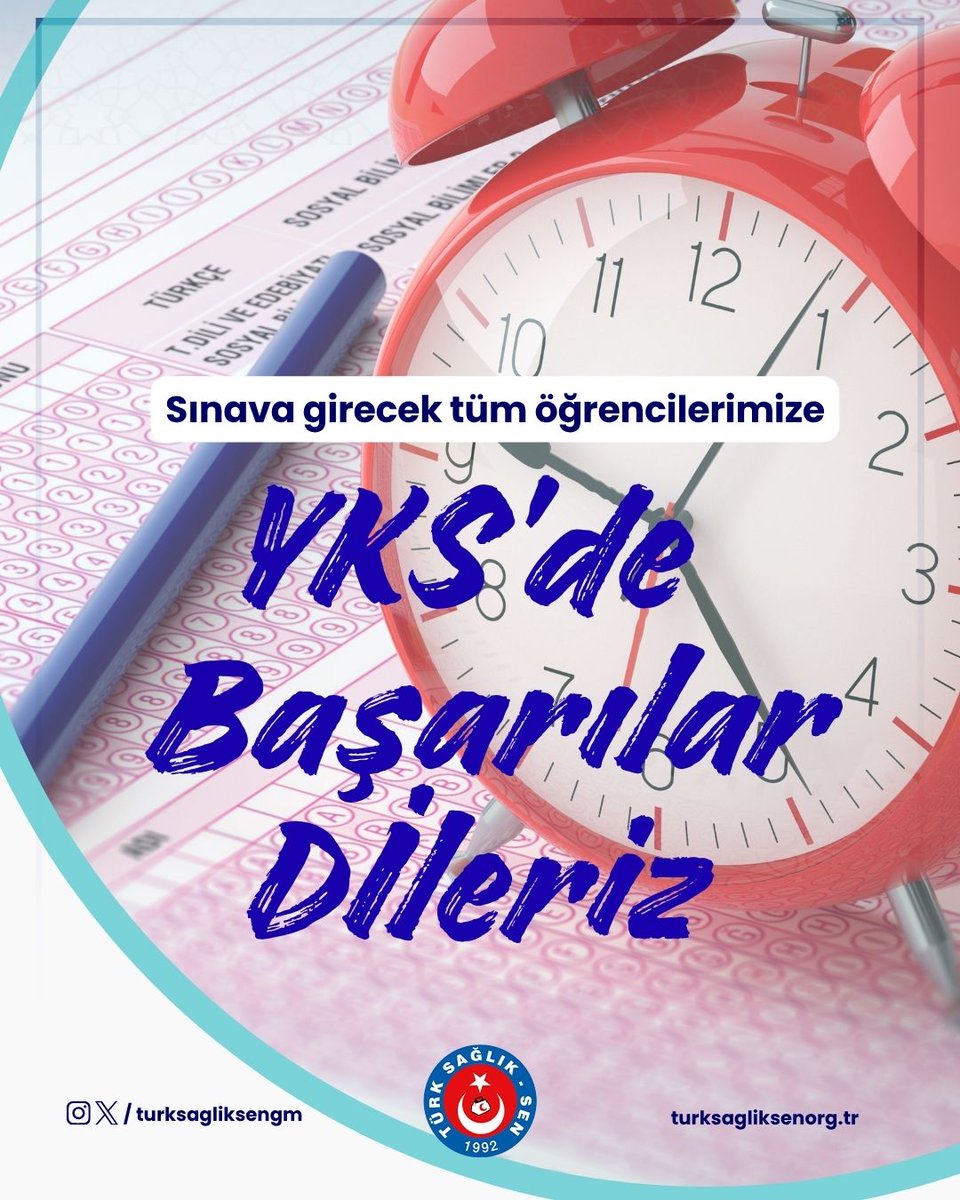 turksagliksengm's tweet photo. 2026 yılı Yükseköğretim Kurumları Sınavı’na (YKS) girecek tüm öğrencilerimize  başarılar dileriz.
#yks2026 https://t.co/1eKbY5a92Z