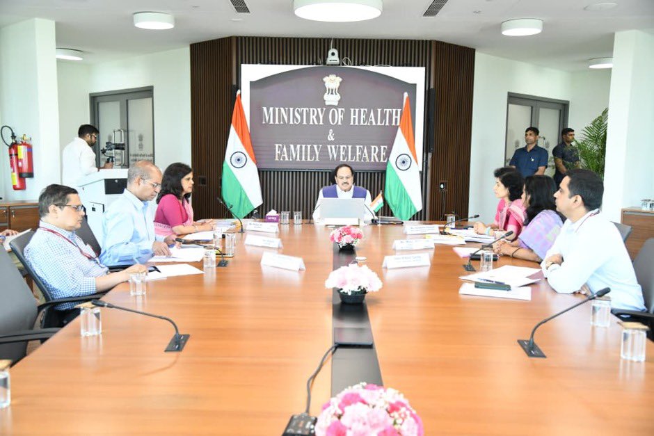 MoHFW_INDIA's tweet photo. #HealthForAll 

Union Health Minister Chairs High-Level Virtual Review Meeting of TB Mukt Bharat Abhiyan with all States and UTs; Calls for Push Towards a TB-Free India

“Every Missing TB Case Must Be Found”: Shri J.P. Nadda, Urges States to Accelerate Last-Mile Action

Over 28 Crore Screened, 20 Lakh Given TB Preventive Treatment and 5.7 Lakh New Nikshay Mitra added So Far Under the Intensified 100 days TB Mukt Bharat Abhiyan Since December 2024

“Since the launch of the Intensified 100-Day TB Mukt Bharat Abhiyaan, X-ray screening has increased 34-fold, driven by the large-scale deployment of handheld X-ray machines across the country"

More Than 1.7 lakh Ayushman Arogya Shivirs Held Covering Over 1.2 Lakh High-Risk Villages, Wards and Congregate Settings in the Second Phase of the TB Mukt Bharat Abhiyan Since 24th March, 2026

Reducing TB Mortality Must Remain the Central Focus of All Interventions: Union Health Minister

More Than 1.9 Lakh ‘MY Bharat’ Volunteers Join Nationwide Effort to Accelerate TB Elimination

https://t.co/sAND939yqW