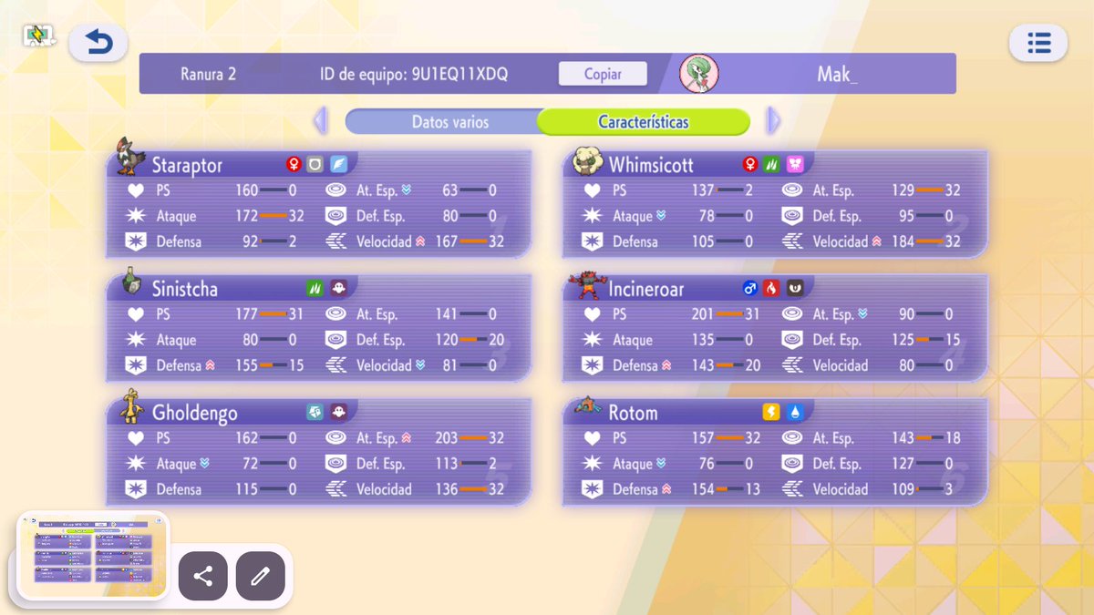 lm_lmaa99's tweet photo. Staraptor "balance" 0 skills, mata en 1 turno a "cualquier cosa gracias al legado de whimsi, incluso froslass velo, puede caer en 1 hko, gholdengo presiona cualquier check. ID 9U1EQ11XDQ #pokemonchampions #vgc #regMB #staraptor https://t.co/TfccMnizLo
