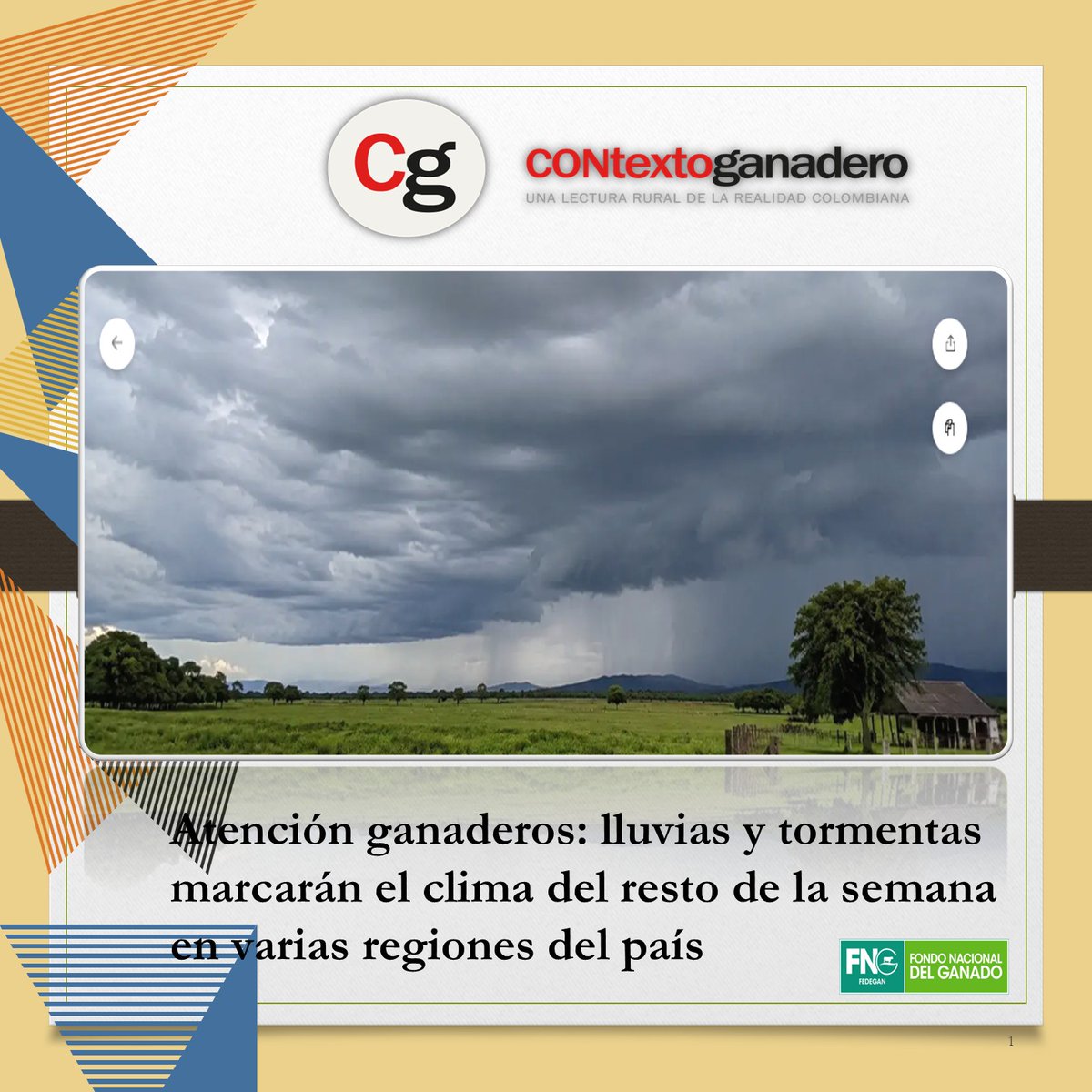 FCerete's tweet photo. El Ideam prevé condiciones climáticas variables, junio es un mes de transición entre la primera temporada de lluvias del año y el periodo de menos precipitaciones. #contruyendoganaderia Mas👉https://t.co/e8g27RPY1C @ContGanadero @Fedegan @jflafaurie @FngLocal @ICACOLOMBIA https://t.co/iuGFnuleHf