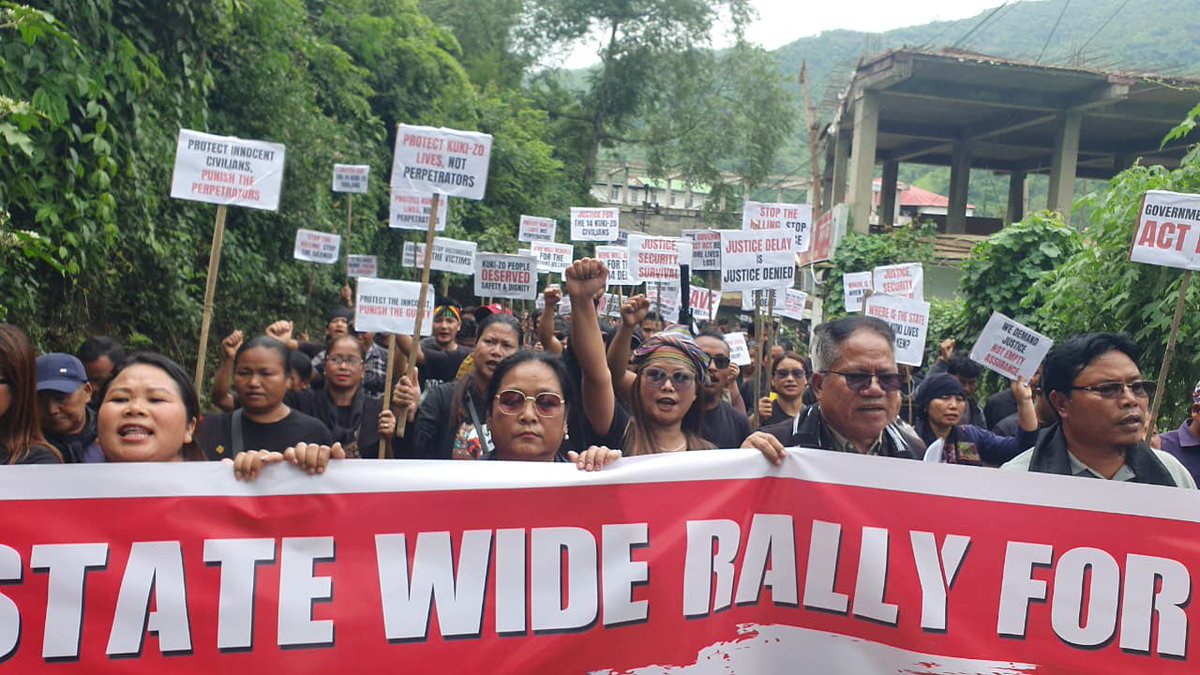 Beck_Eimi's tweet photo. #Manipur
A statewide "Rally for Justice” was held today,19 June 2026,across various Kuki-Zo inhabited villages and towns under the leadership of Kuki Inpi.
The demonstrations were organized to protest the killing of 14 Kuki-Zo individuals by NSCN-IM and its proxy outfit ZUF-K, and to demand justice for the victims and their families.

Protesters expressed deep concern over the continued attacks on Kuki-Zo villages and strongly condemned the burning of villages by Manipuri Naga assailants. The rallies echoed a united call for peace, security,and accountability.

The gathering further urged the Government and security agencies to take immediate and decisive steps to protect Kuki-Zo villages and civilians from further violence. Participants stressed that the safety and dignity of innocent civilians must be ensured and that those responsible for the killings and destruction must be brought to justice.

The rally concluded with a reaffirmation of the Kuki-Zo community’s demand for justice,security, and the protection of their ancestral villages.
#ManipurViolence

@PMOIndia @HMOIndia @MIB_India
@PIBHomeAffairs @MinorityPIB @aajtak
@ZeeNews
@indiatvnews @DDNewslive
@News24
@Resonant_News
@CNNnews18
@ndtvindia
@NewsNation @RepublicBhart
@ANI
@ABPNews
@News18India @TOlIndiaNews
@PTI_News @airnewsalert
@BBCIndia @TimesNow @NIA_India @adgpi