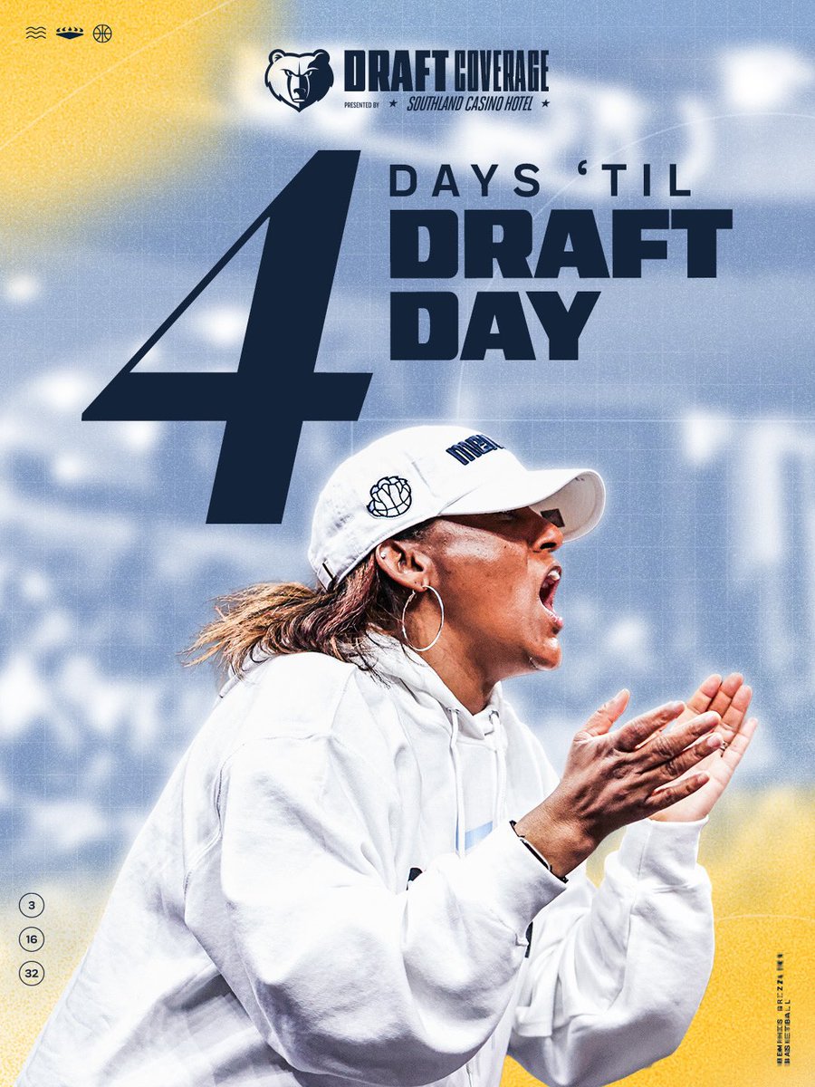 memgrizz's tweet photo. 𝟒 𝐃𝐀𝐘𝐒.

The wait is almost over ⏳🐻 See y’all at the Draft Party 🤝 https://t.co/TzEO1QUNEw https://t.co/p3Y5HDfIBX