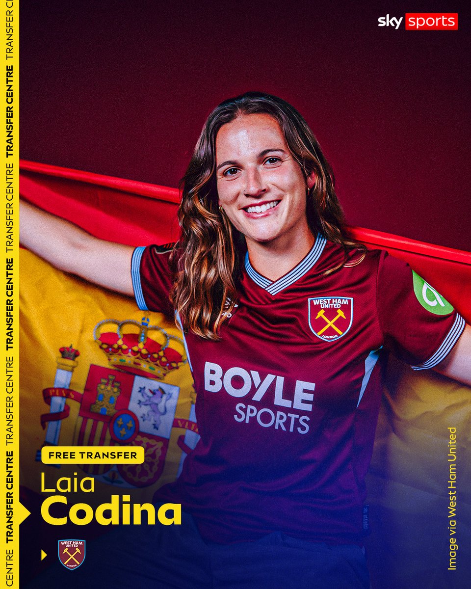 SkySportsWSL's tweet photo. West Ham United announce the signing of World Cup winner Laia Codina on a three-year contract ✍️⚒️ https://t.co/vWVsmRrW2l