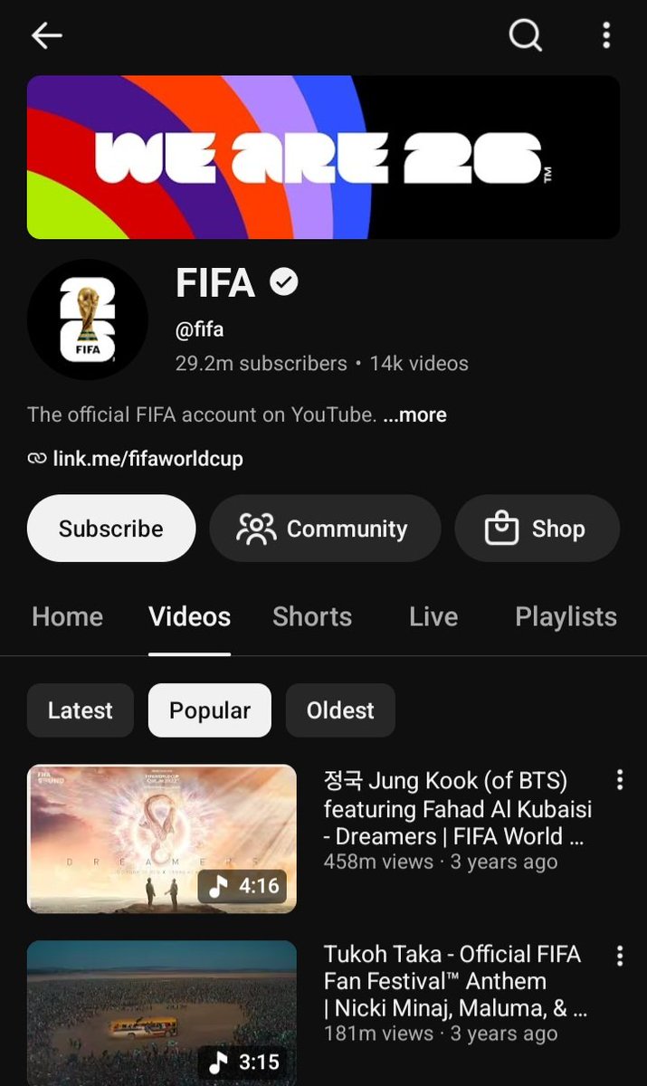 dailyjkpraise's tweet photo. Jungkook’s DREAMERS music video is the Most Popular video on FIFA official YouTube channel. https://t.co/NBAdKEyry0