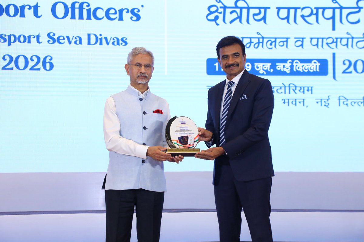 CVAnandIPS's tweet photo. Received the Institutional Performance Award for State Police from Hon'ble Union External Affairs Minister Dr. S. Jaishankar at Passport Seva Divas 2026, New Delhi on behalf of every officer of Telangana Police. The Ministry of External Affairs, Government of India has conferred this prestigious recognition upon Telangana Police for its outstanding performance in passport verification services acknowledging our department as a model for other states across the country.

The numbers speak for themselves
- 7.87 lakh passport verification requests received in FY 2025-26
- 7.73 lakh applications verified and processed swiftly
- Average verification turnaround of less than 7 days
- 7th national-level award in passport services since 2014 a record that reflects consistent excellence

A key driver of this achievement is VeriFast - a software developed in 2014 when I was CP Cyberabad and later adopted by the entire state. Our AI-powered, technology platform developed in-house by Telangana Police. Integrating applicant data with CCTNS, prior passport records, and criminal databases, VeriFast enables rapid detection of discrepancies and ensures accurate, tamper-proof verification. Available on both Android and iOS, it keeps applicants informed at every step with slot-booking convenience coming soon.

This recognition belongs to every field officer whose dedication and professionalism made fast, transparent, and citizen-first verification a reality every single day.

Telangana Police has consistently led from the front and this award only strengthens our resolve to keep raising the bar in public service delivery.

#TelanganaPolice #PassportSevaDay2026