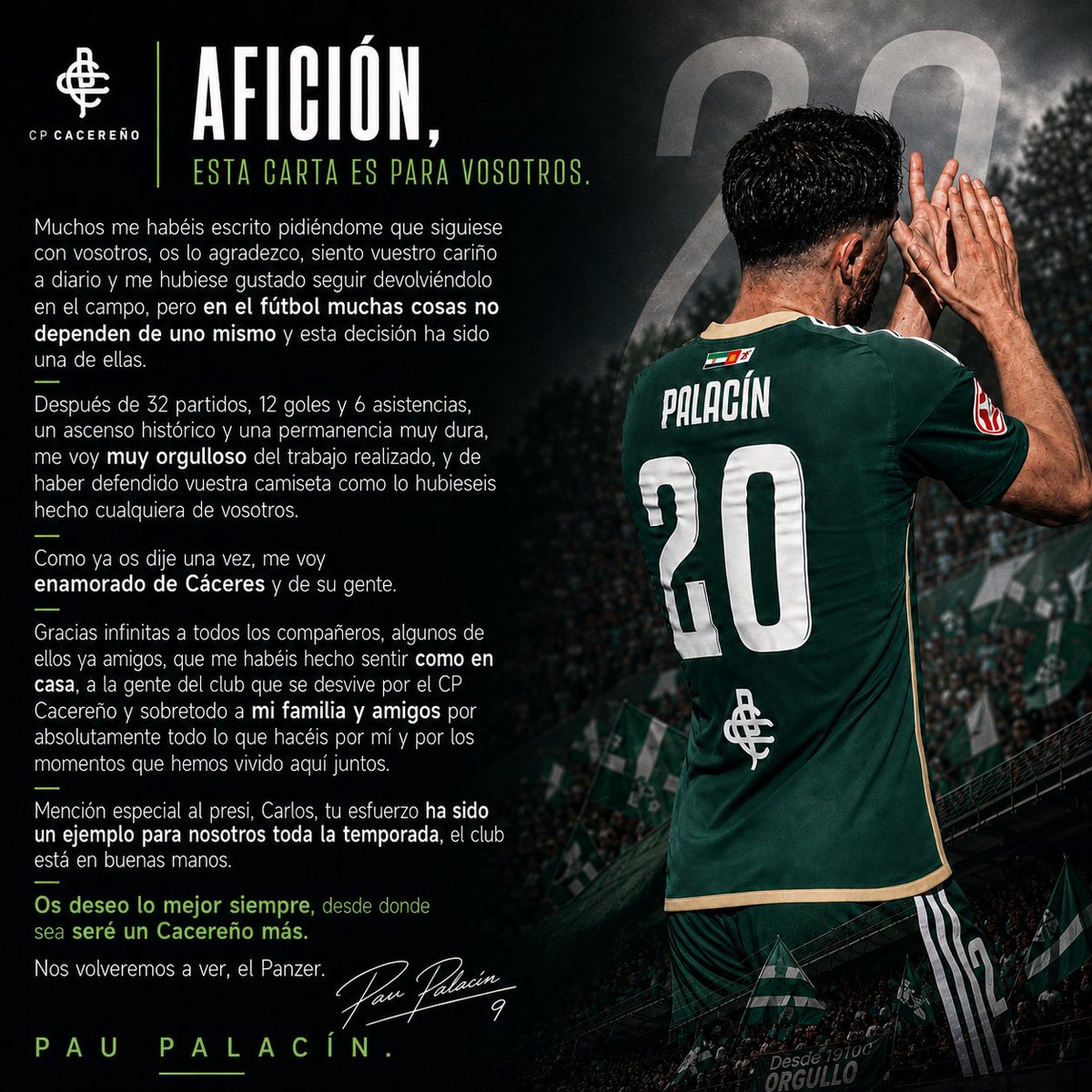 paupalacin9's tweet photo. Gracias a todos, no os imagináis lo feliz que he sido y con el orgullo que he defendido esta camiseta cada partido. Os quiero mucho 💚 https://t.co/BoN2lkX6G1