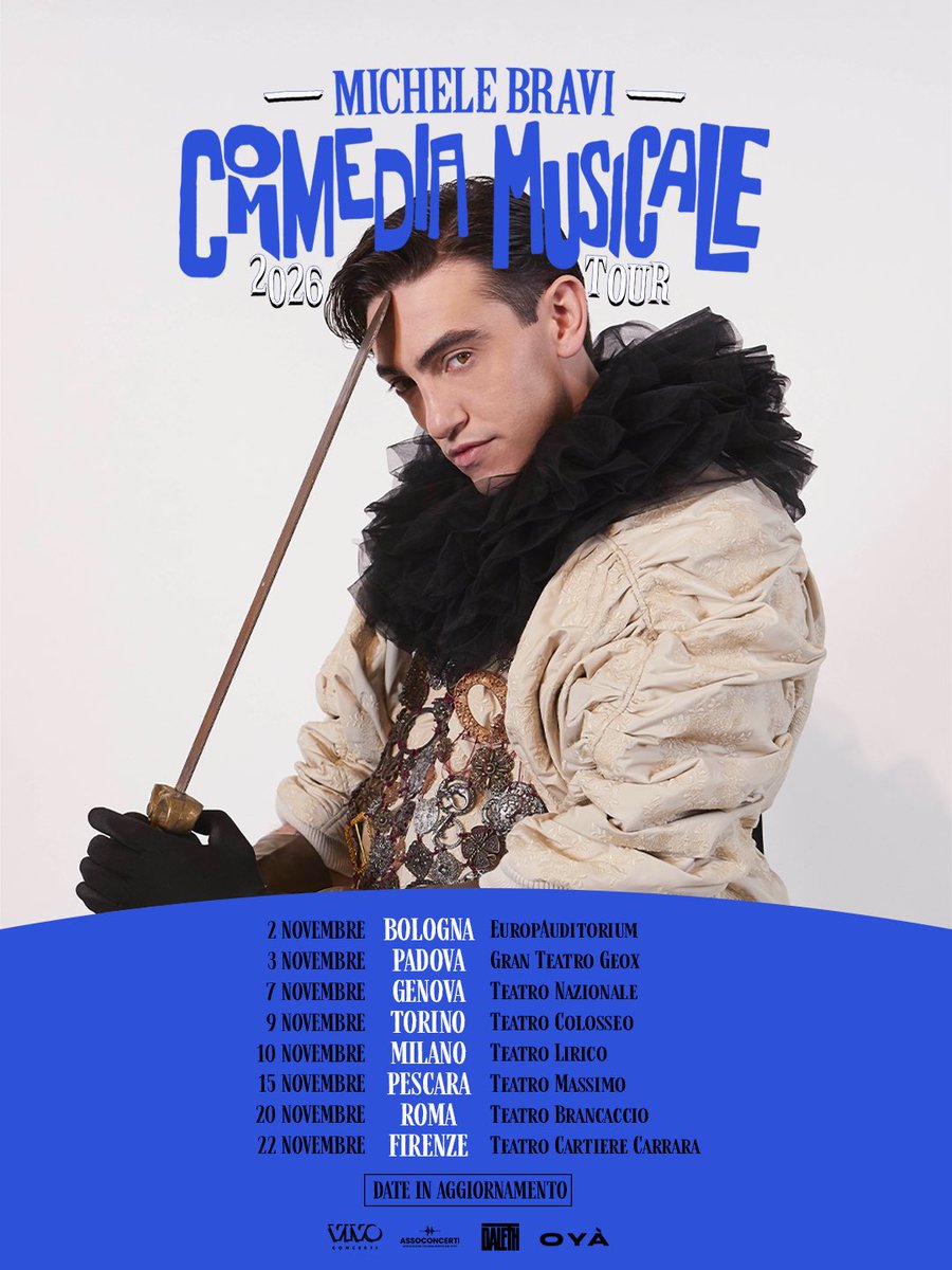 michele_bravi's tweet photo. Finalmente!!!
COMMEDIA MUSICALE in tour per tutta Italiaaaaaa.

Venite a farvi rovinare una serata.
Promesso, ve ne pentirete.
🎠🎪

biglietti disponibili in prevendita online dalle 14.00 di lunedì 22 giugno e nei punti vendita autorizzati dalle 11.00 di sabato 27 giugno https://t.co/h3XbnLChlg