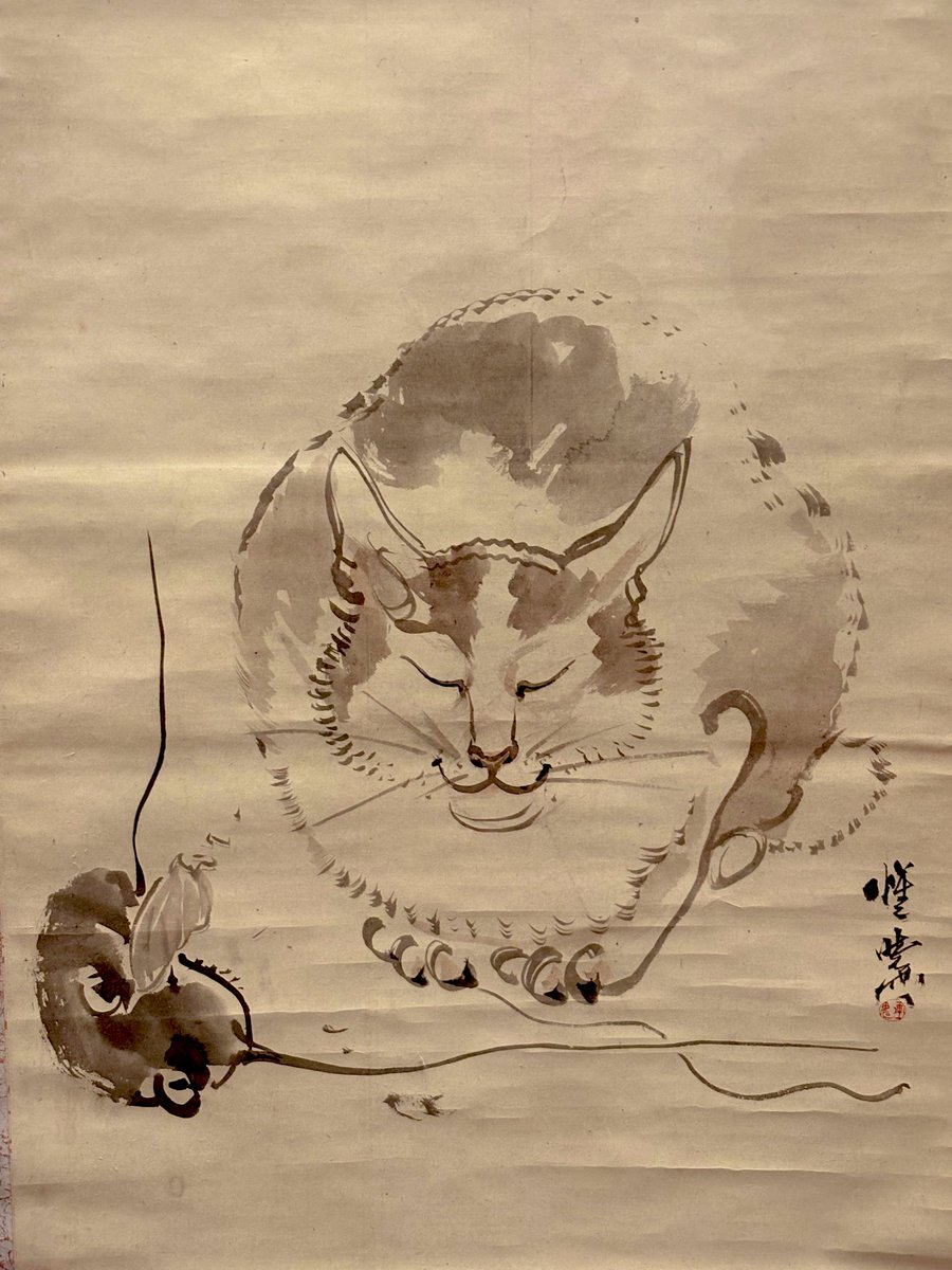 mottaso's tweet photo. そういえばこないだ見た河鍋暁斎の猫可愛かったし撮影可でハピ https://t.co/PDlB3ayaiF