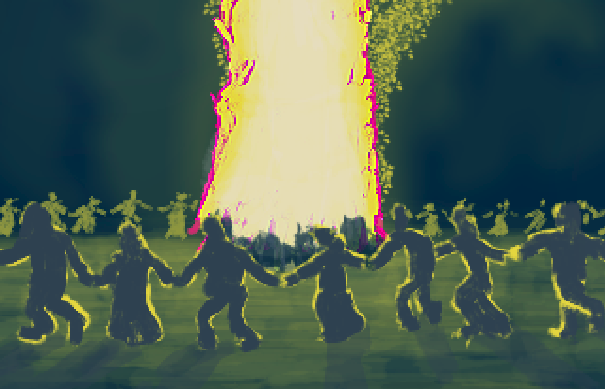 rtncdr's tweet photo. I used #Krita for the first time in a brand new game to celebrate the high festival of Midsummer--specifically Kupala and the Slavic tradition of fire leaping!

Happy Solstice! 
Praise the gods!

#Midsummer #slavic #European #pagan #Kupala #summer #solstice #festival #gamedev https://t.co/cLLMlFZwZs