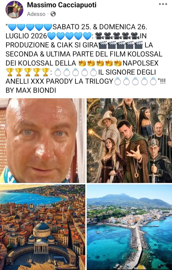"💙💙💙💙💙SABATO 25. & DOMENICA 26. LUGLIO 2026💙💙💙💙💙: 🎥🎥🎥🎥🎥IN PRODUZIONE & CIAK SI GIRA🎬🎬🎬🎬🎬 LA SECONDA & ULTIMA PARTE DEL FILM KOLOSSAL DEI KOLOSSAL DELLA 👑👑👑👑👑NAPOLSEX🏆🏆🏆🏆🏆: 💍💍💍💍💍IL SIGNORE DEGLI ANELLI XXX PARODY LA TRILOGY💍💍💍💍💍"!!! BY MAX. https://t.co/ydCTnu1OM4