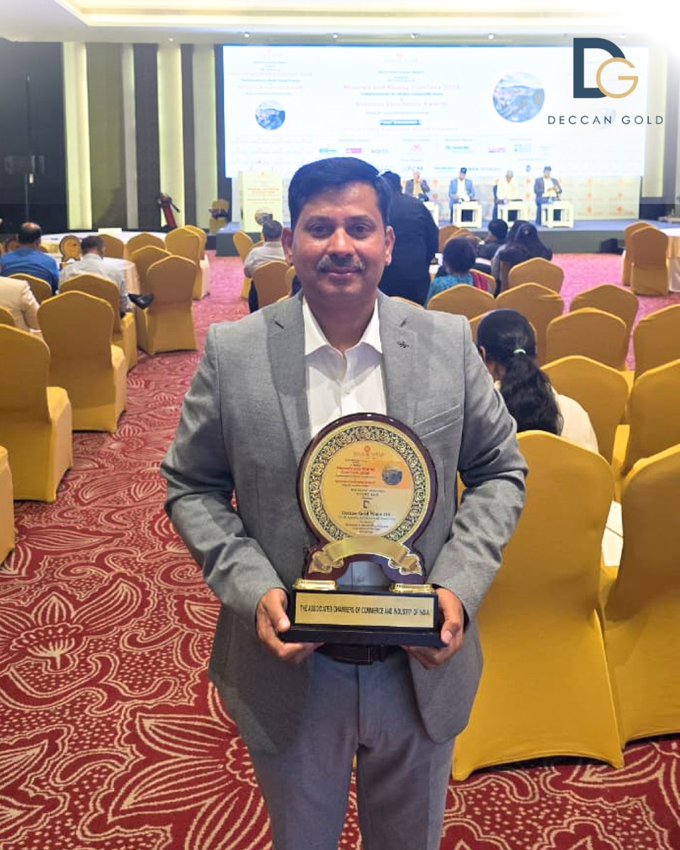 DeccanGoldMines's tweet photo. #DeccanGold has been recognised as Runner-Up in ASSOCHAM's “Excellence in Mineral Discovery and Exploration” category for the discovery of nickel, copper and PGE mineralisation at the Bhalukona Project, Chhattisgarh.

A proud milestone in our critical minerals journey. https://t.co/3WsQSzFzzu