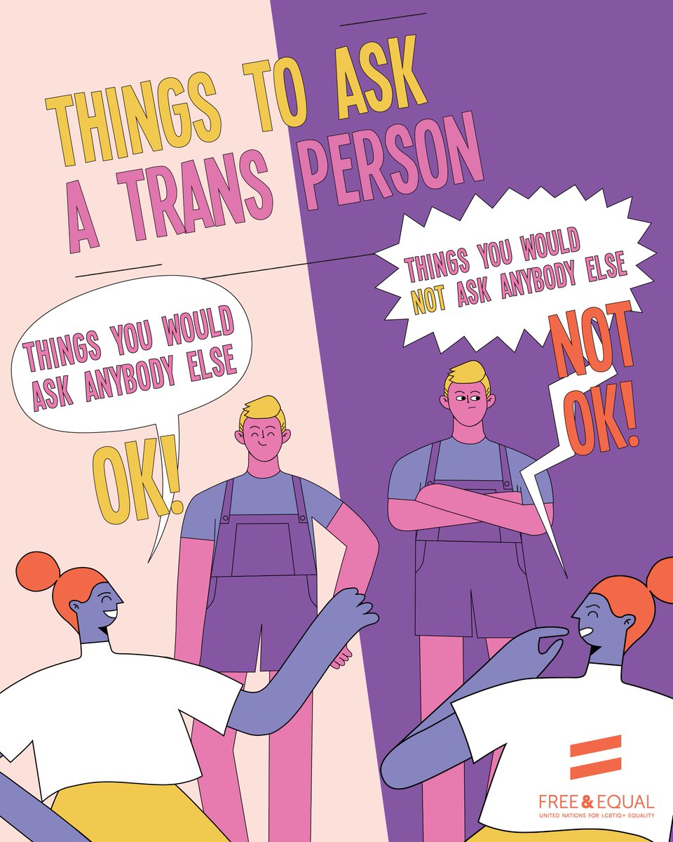 free_equal's tweet photo. Many people are curious about #trans issues, but asking prying questions, such as ones about their anatomy or sexuality, makes trans people as uncomfortable as anyone would be in that situation. #transgender https://t.co/98Zd2GK84D