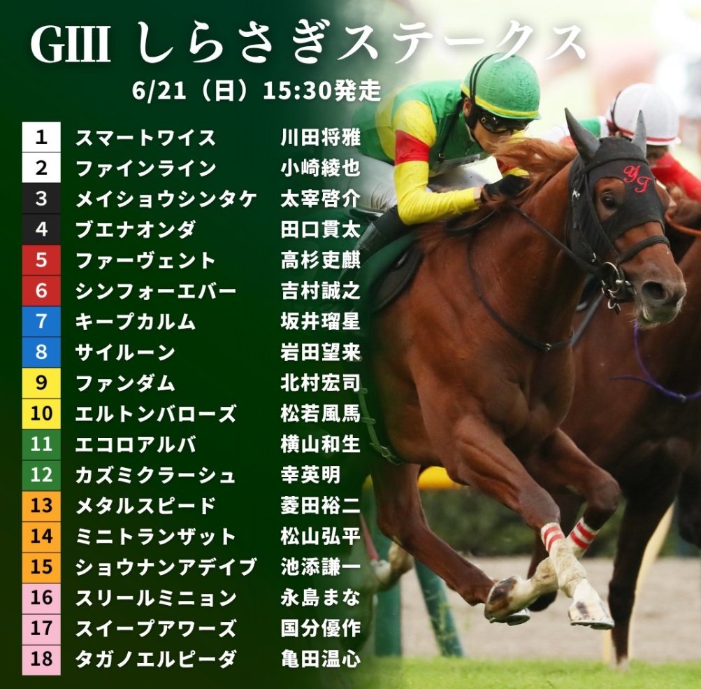 officeken2's tweet photo. 久々にひらがなレース😂
永島まなみのいる8枠と彼女が初勝利した6枠は狙い目だと思う😂💦 https://t.co/oEYOwE5J6c