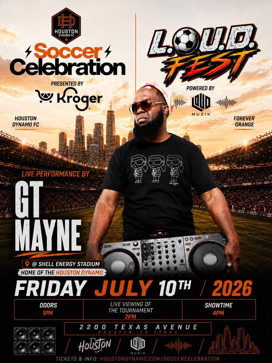 GTMAYNE's tweet photo. ๐จ HOUSTON! IโM OFFICIALLY PERFORMING AT #LOUDFEST w/ @OfficialLoud๐จ
Join me on Friday, July 10, 2026 at Shell Energy Stadium
โฝ Live Tournament Viewing โ 2PM
๐ค Live Performances โ 4PM
๐ Shell Energy Stadium
๐
Friday, July 10, 2026
FREE tickets here:
https://t.co/42SezrAacj https://t.co/8i32tO6QeR