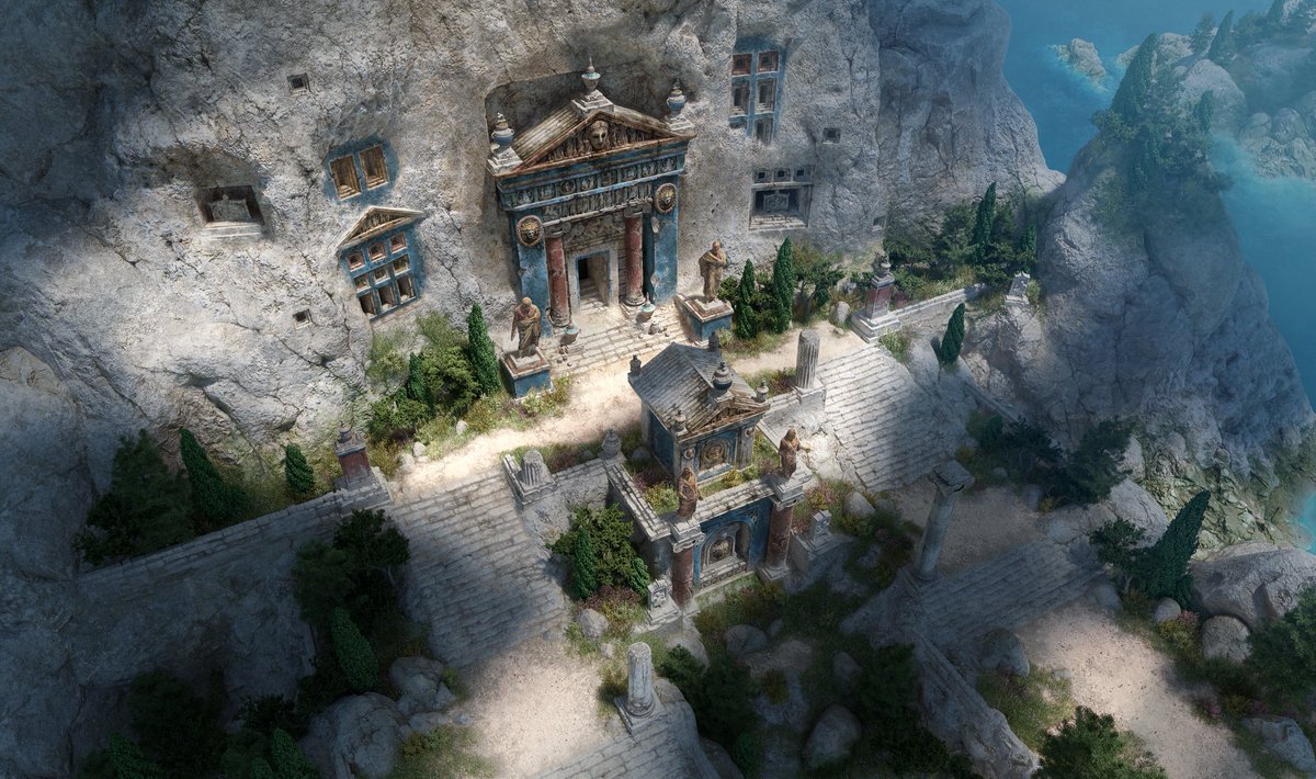 BedulenkoMax's tweet photo. A bit of concept art for a dungeon location in TITAN QUEST II that I worked on some time ago. Seems like these are my very first pieces for the project — had some fun to create them back in days🏛️ https://t.co/cStvd0fTXM