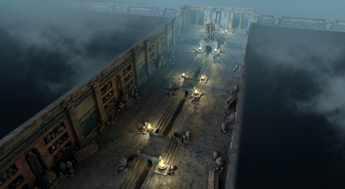 BedulenkoMax's tweet photo. A bit of concept art for a dungeon location in TITAN QUEST II that I worked on some time ago. Seems like these are my very first pieces for the project — had some fun to create them back in days🏛️ https://t.co/cStvd0fTXM